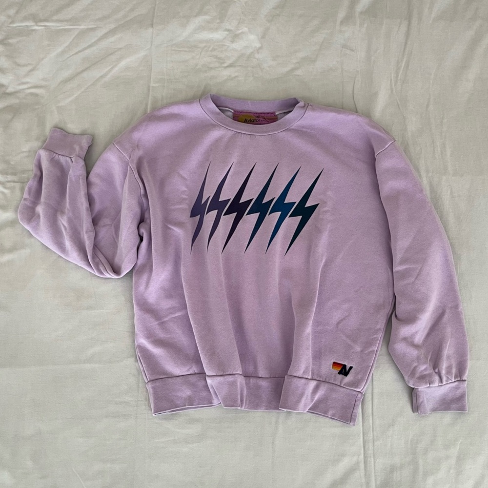 Aviator Nation Lavender Crew Neck Sweater